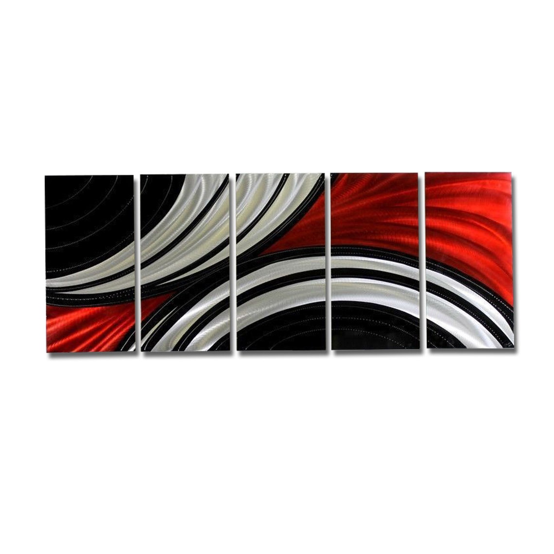 Red Black & Silver Modern Metal Wall Art Abstract Office - Etsy