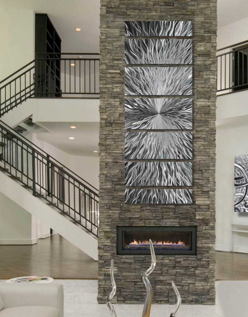 Large Silver Multi Panel Modern Metal Wall Art Sculpture Contemporary Abstract Home Decor Vortex By Jon Allen