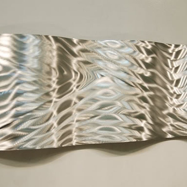 Silver Metal Wall Art, Indoor  Art, Modern Metal Art Abstract 3D Wall Sculpture Wall Hanging Office Decor - Mercury Wave by Jon Allen