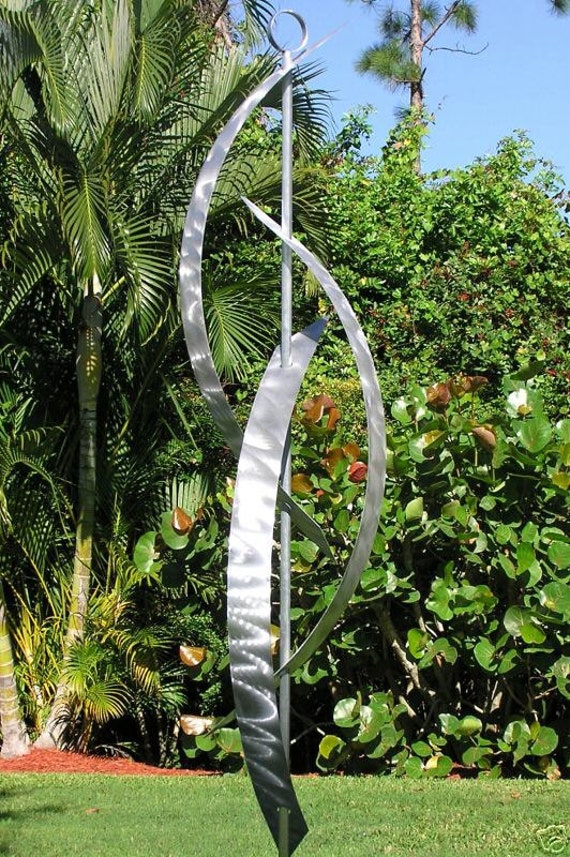 Set Of 3 Large Hanging Stainless Steel Garden Wind Spinner Ribbon Twists 