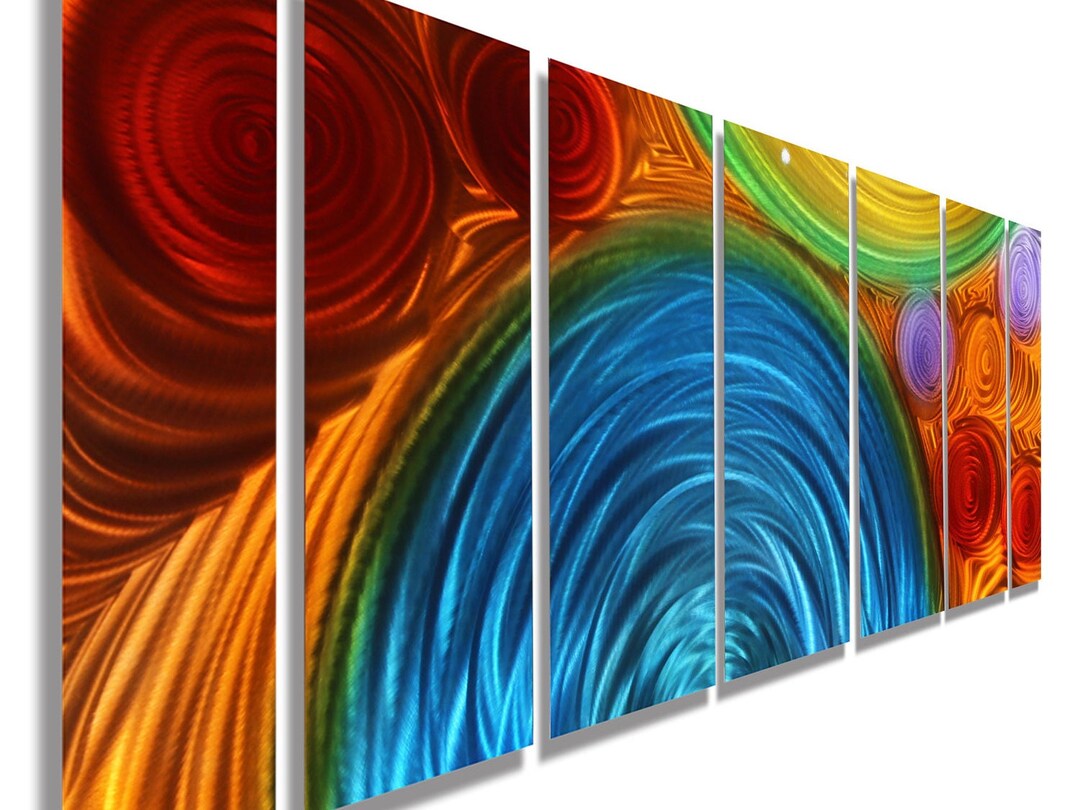 Colorful Metal Wall Art, Multi Panel Wall Art, Abstract Painting, Large Artwork, Contemporary