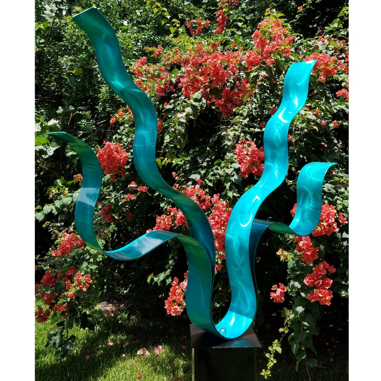 Aqua Abstract Garden Sculpture Modern Metal Art Etsy