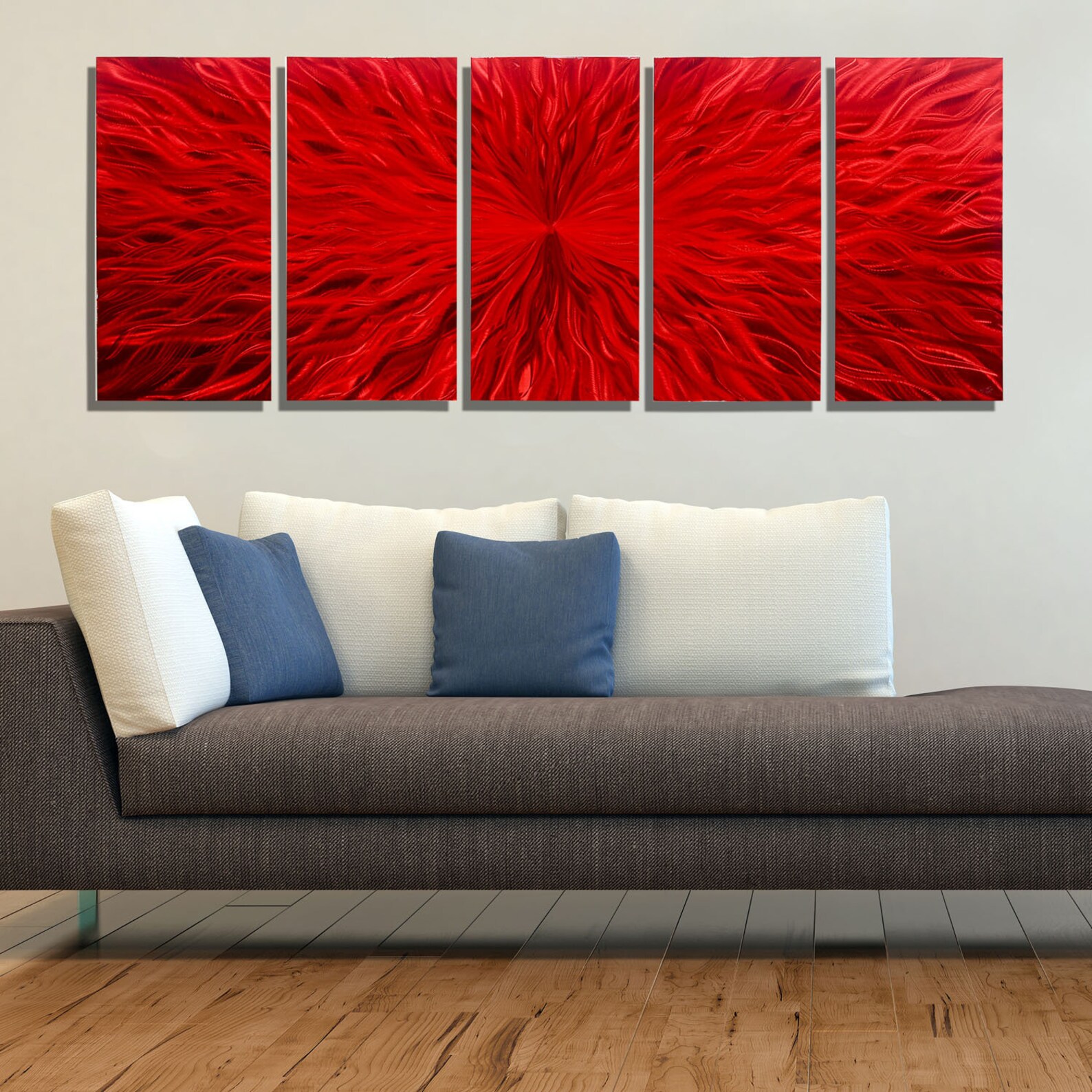 Red Metal Wall Art Multi Panel Wall Art Abstract Painting Etsy