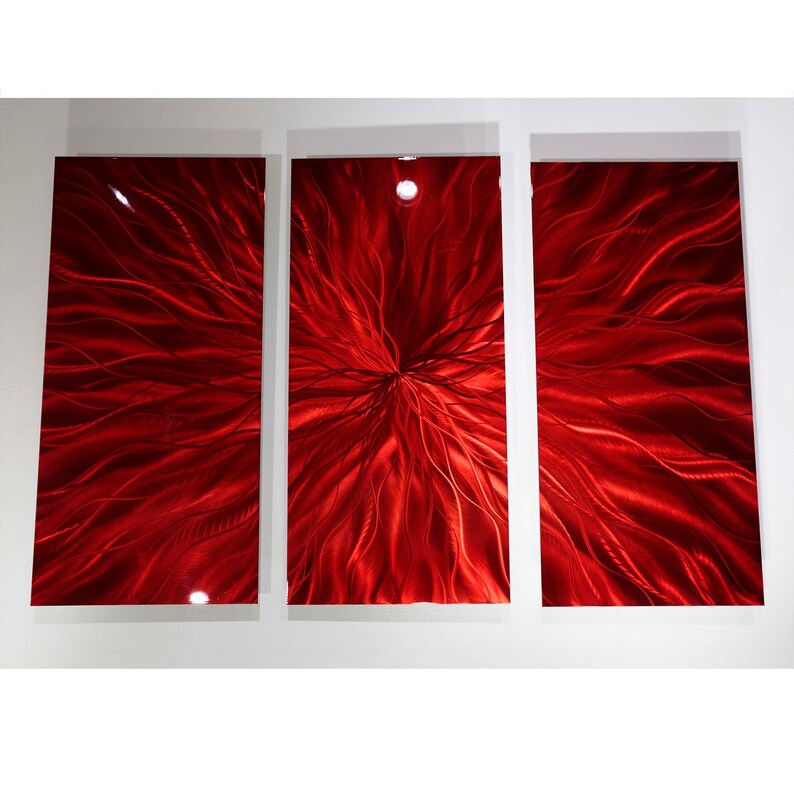 Red Metal Wall Art Multi Panel Wall Art Abstract Painting Etsy