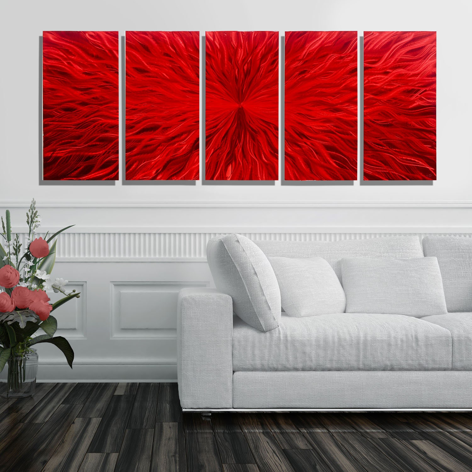 Statements2000 3D Metal Wall Art Panels Modern Red Painting Sculpture Jon Allen