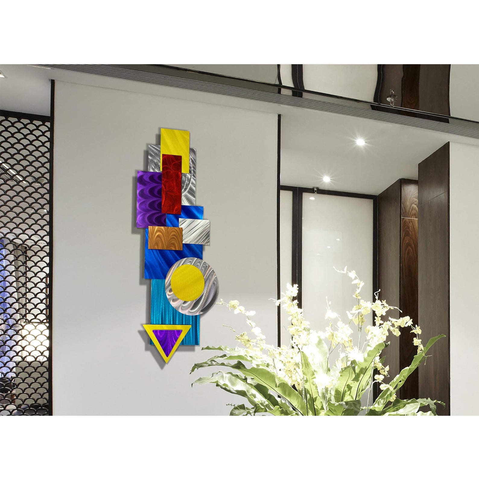 Multi Color Metal Wall Art Large Geometric Art Abstract 3D Etsy