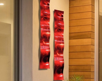 Statements2000 Abstract Metal Wall Art Red Wave , Modern Metal Art, Wall Sculpture Wall Hanging Office Decor - Metal Wall Art by Jon Allen