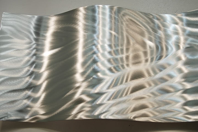 Silver Metal Wall Art, Indoor Art, Modern Metal Art Abstract 3D Wall Sculpture Wall Hanging Office Decor Mercury Wave by Jon Allen image 6