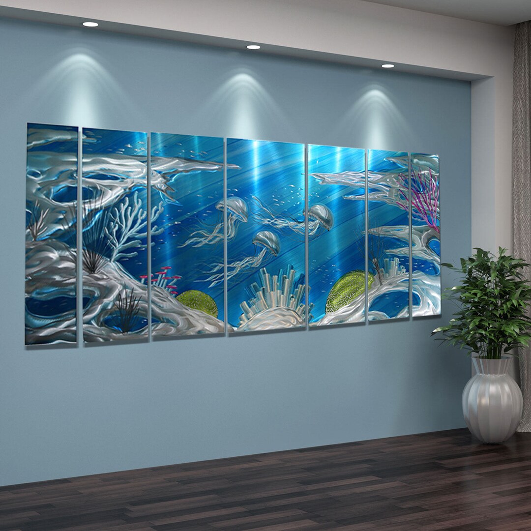 Modern Large Tropical Wall Art Ocean Underwater Painting Etsy