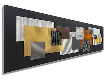 Metal Wall Art, Large Geometric Art, Abstract 3D Wall Sculpture, Modern Metal Art Wall Hanging - City in Fall by Jon Allen