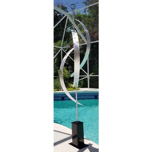 Metal Sculpture, Indoor Outdoor Art, Abstract Garden Decor Large Yard Sculpture Modern Metal Art Silver Centinal by Jon Allen image 3