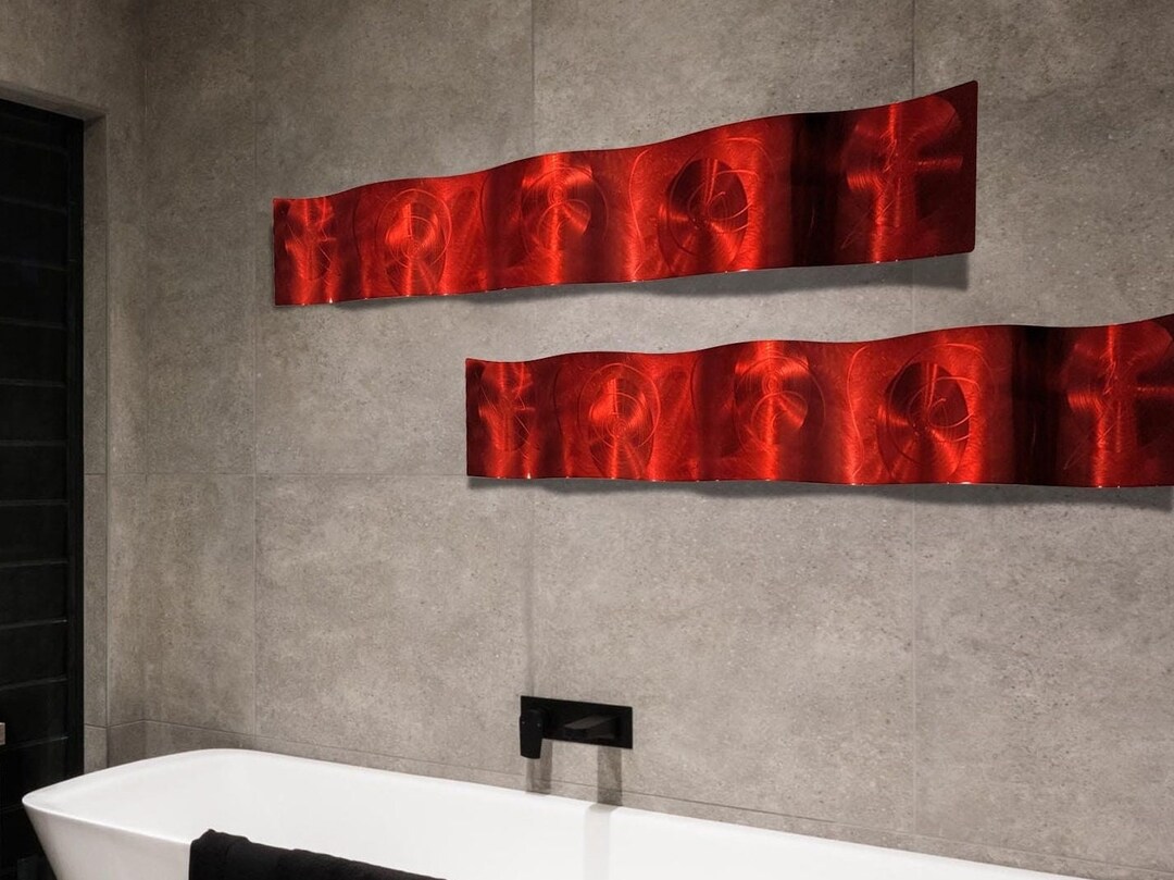 Red Metal Wall Art, Indoor Art, Modern Metal Art Abstract 3D Wall