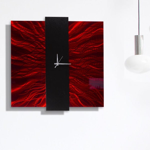 Red Wall Clock Etsy