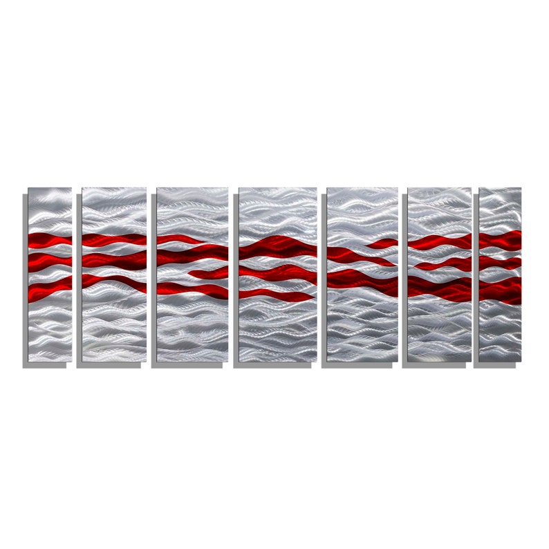 Red & Silver Metal Wall Art Multi Panel Wall Art Abstract Etsy
