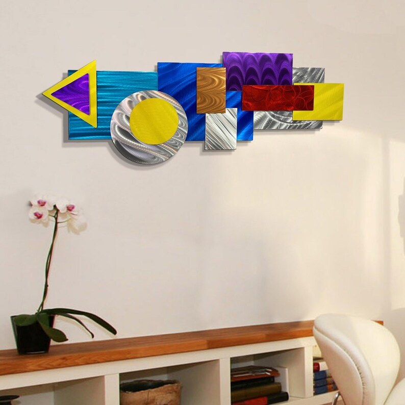Multi Color Metal Wall Art Large Geometric Art Abstract 3D Etsy