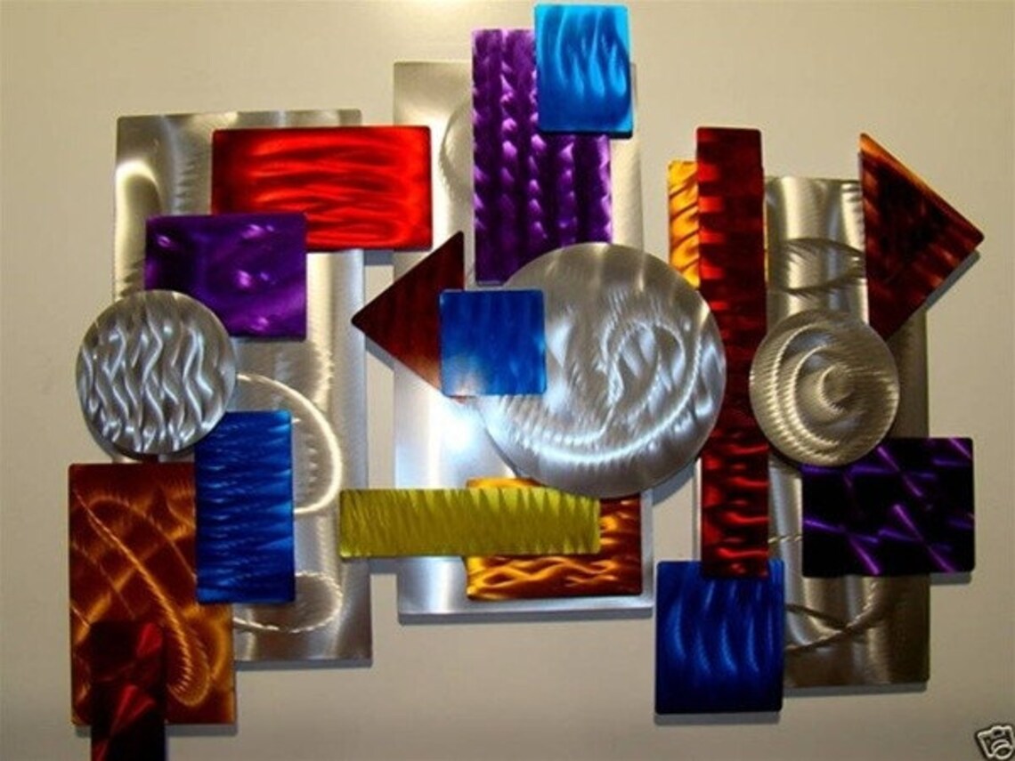 Colorful Metal Wall Art Large Geometric Art Abstract 3D Wall Etsy