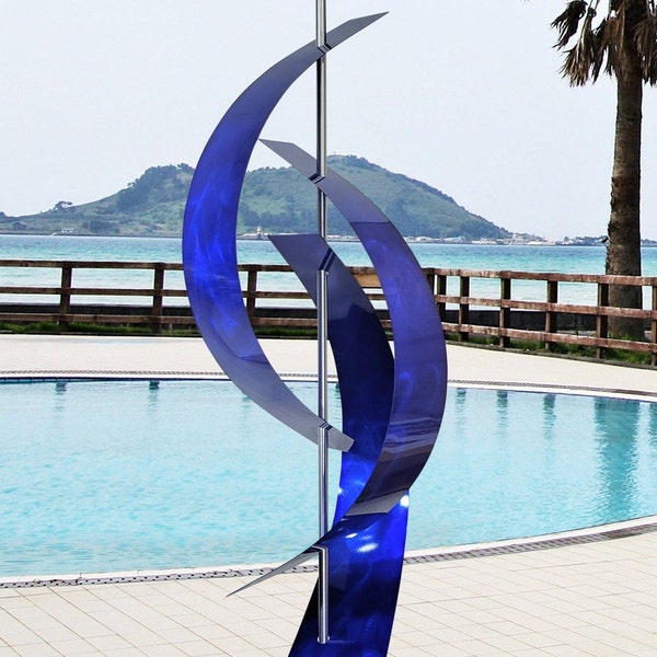 Blue Maritime Massive Metal Art Sculpture - Stunning Indoor & Outdoor Metal Yard Art, Garden Sculpture by Jon Allen
