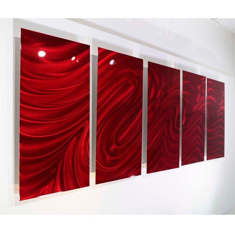 Red Abstract Painting Metal Wall Art Multi Panel Wall Art Etsy