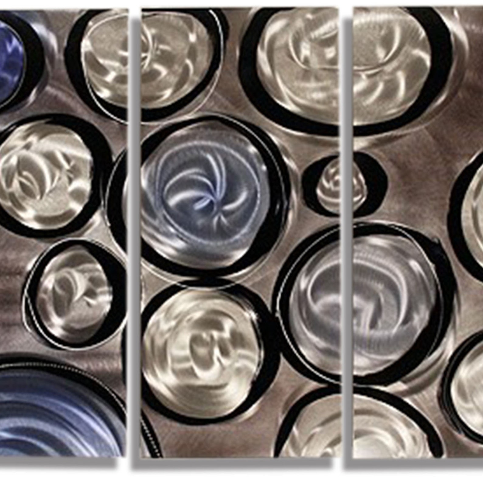 Silver & Blue Metal Wall Art Multi Panel Wall Art Abstract Etsy