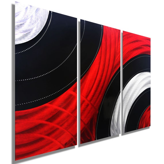 Red Black & Silver Modern Metal Wall Art Sculpture Abstract Etsy