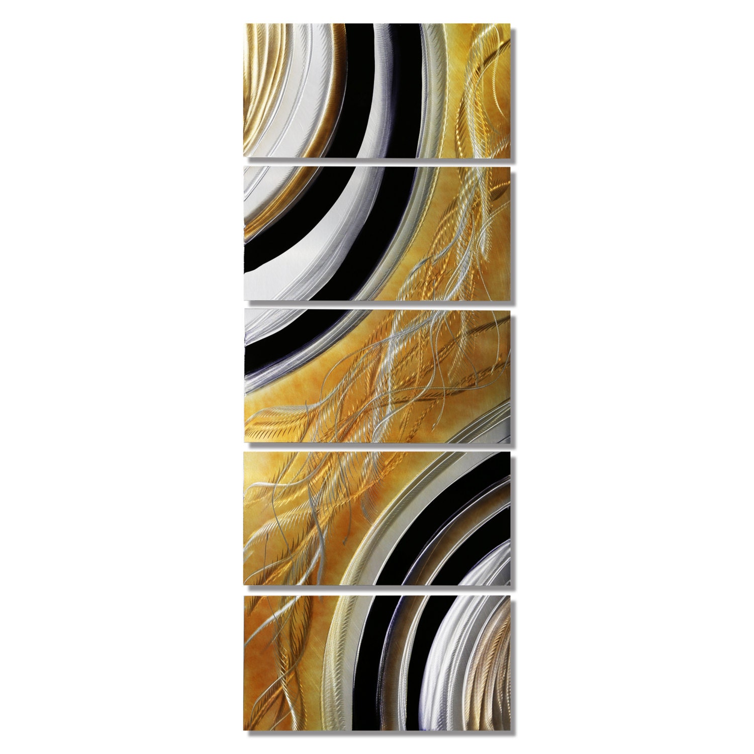 Black & Gold Metal Wall Art Multi Panel Wall Art Abstract Etsy