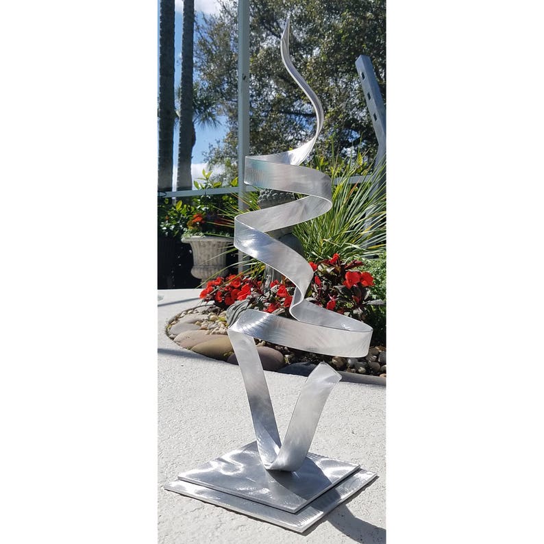 Small Metal Sculpture Modern Centerpiece Indoor Outdoor Art Etsy