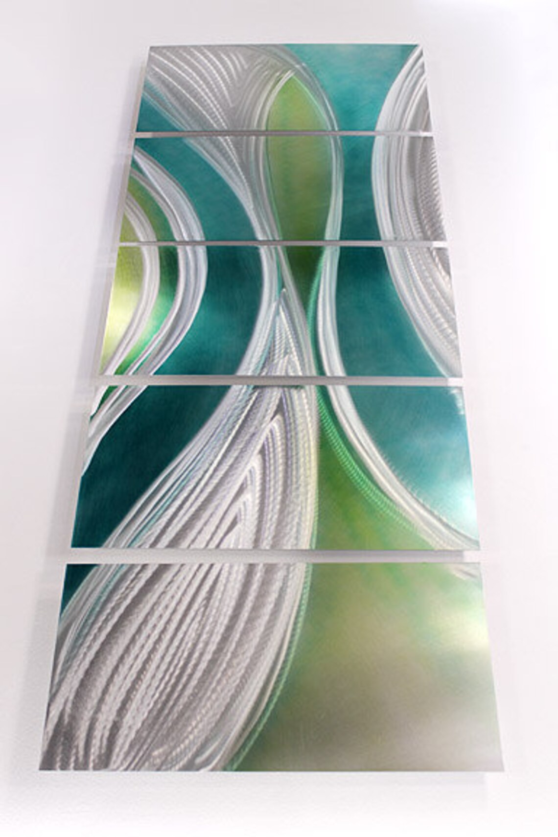 Teal Blue Silver Abstract Metal Wall Art Metal Painting Etsy