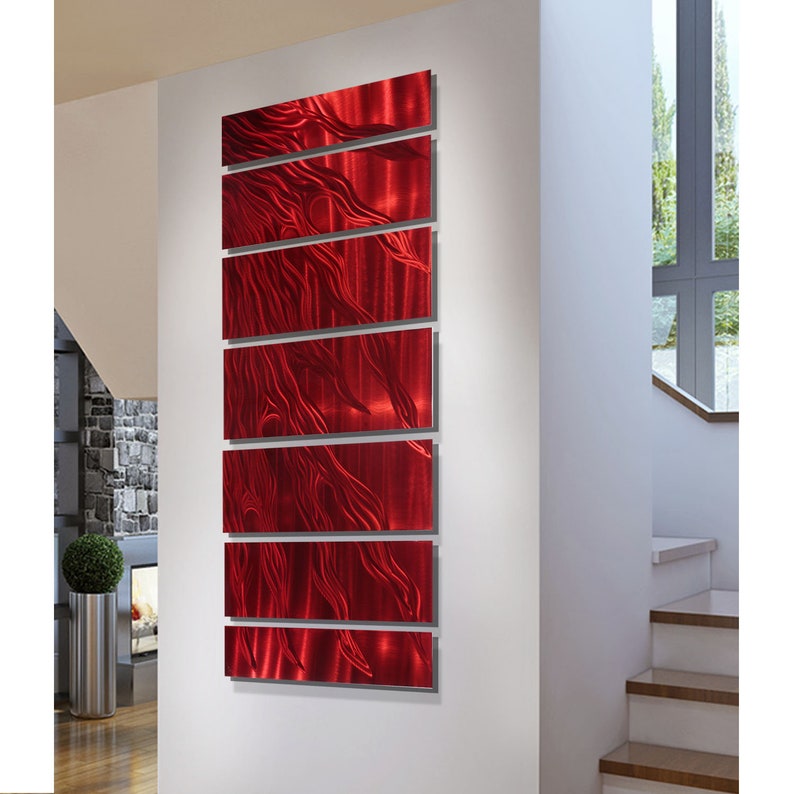 Red Modern Metal Wall Art Abstract Metal Painting Home Decor Accent Bright Bold Colorful Art Dragons Breath by Jon Allen image 10