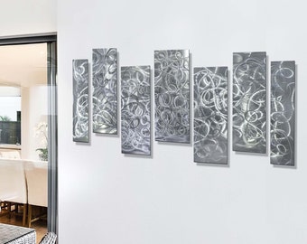 Abstract Metal Wall Art, Wall Sculpture, Indoor Outdoor Decor, Modern Metal Art, Metallic Silver Art - Controlled Chaos by Jon Allen