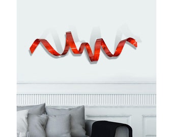 Metal Wall Twist - Modern Luxury Metal Wall Décor Living Room Bedroom Office - Abstract 3d Wall Sculpture – Red