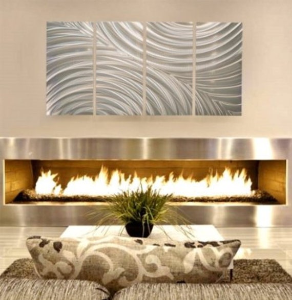 Silver Modern Metal Wall Sculpture Contemporary Silver Metal Etsy