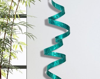 Statements2000 Metal Wall Twist - Modern Luxury Metal Wall Décor Living Room Bedroom Office - Abstract 3d Wall Sculpture – Teal