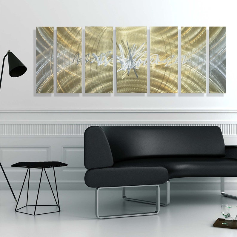 Gold & Silver Modern Metal Painting Abstract Metal Wall Art Etsy