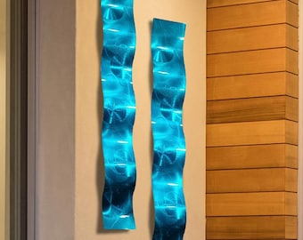 Statements2000 Metal Wall Art Aqua Wave Set of Two, Modern Metal Art, Wall Sculpture Wall Hanging Office Decor - Metal Wall Art by Jon Allen