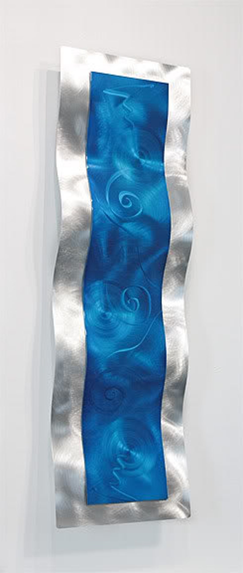 Blue & Silver Painting Metal Wall Art Modern Abstract 3D Etsy