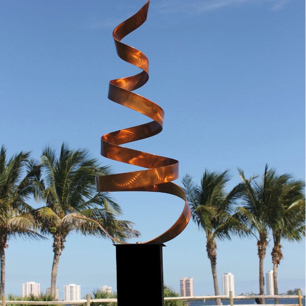 Large Metal Sculpture, Indoor Outdoor Art, Modern Abstract Garden Decor Copper Sculpture- Copper Wisp by Jon Allen