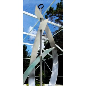 Metal Sculpture, Indoor Outdoor Art, Abstract Garden Decor Large Yard Sculpture Modern Metal Art Silver Centinal by Jon Allen image 8