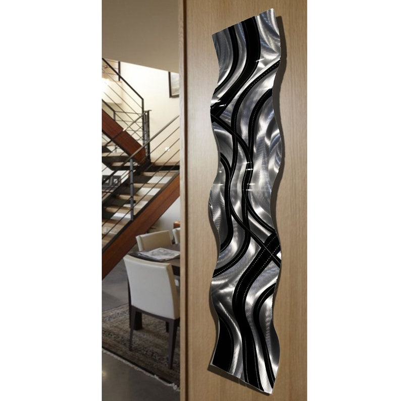 Silver and Black Metal Wall Art Modern Metal Art Abstract 3D Etsy