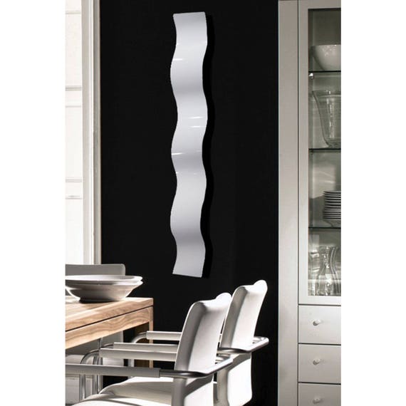 White Minimalist Modern Metal Wall Art Contemporary Accent Wavy Abstract Hanging Decor Indoor Outdoor Wave By Jon Allen