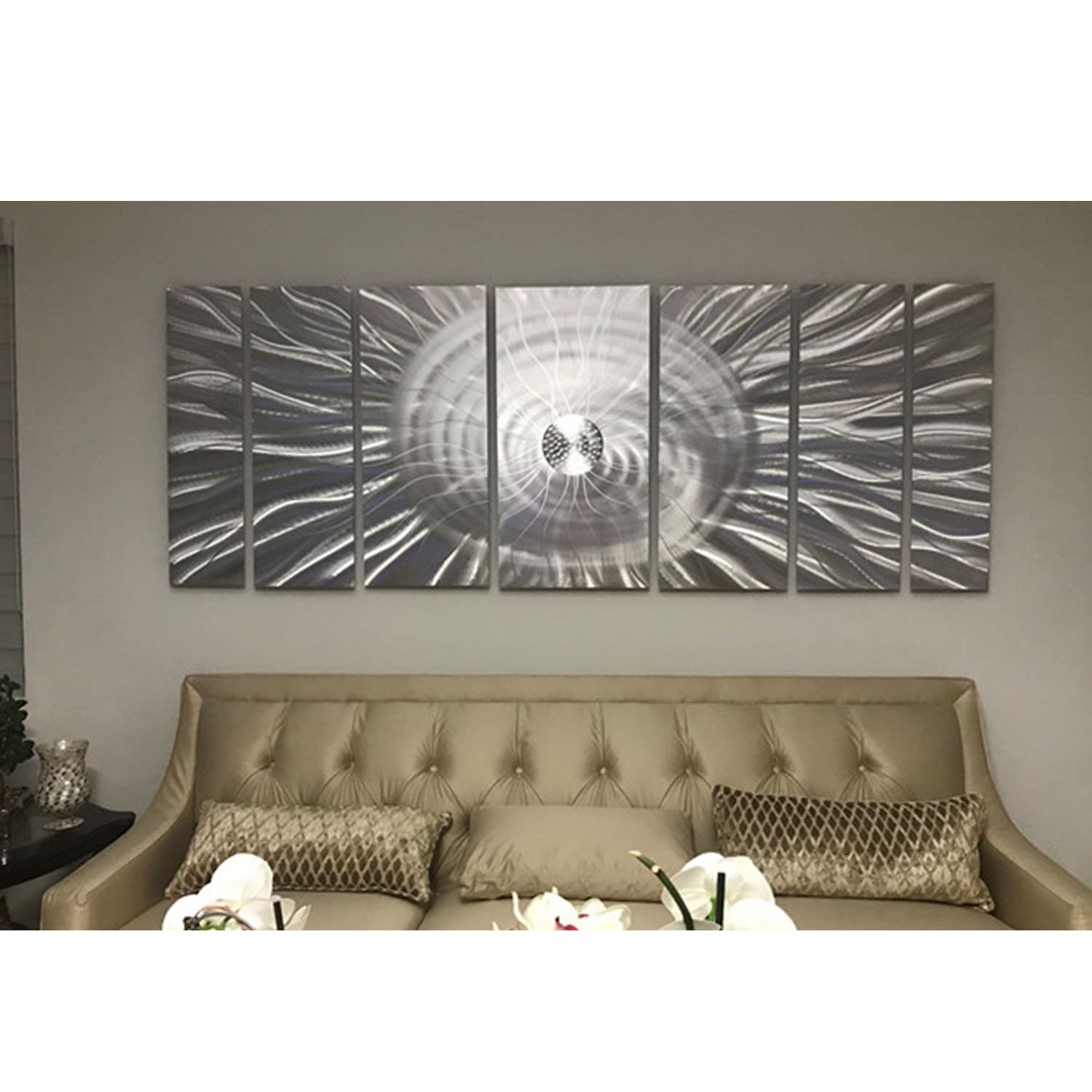Huge Contemporary Metal Wall Art in Silver Abstract Wall Etsy