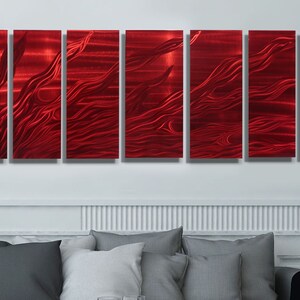 Red Modern Metal Wall Art Abstract Metal Painting Home Decor Accent Bright Bold Colorful Art Dragons Breath by Jon Allen image 1