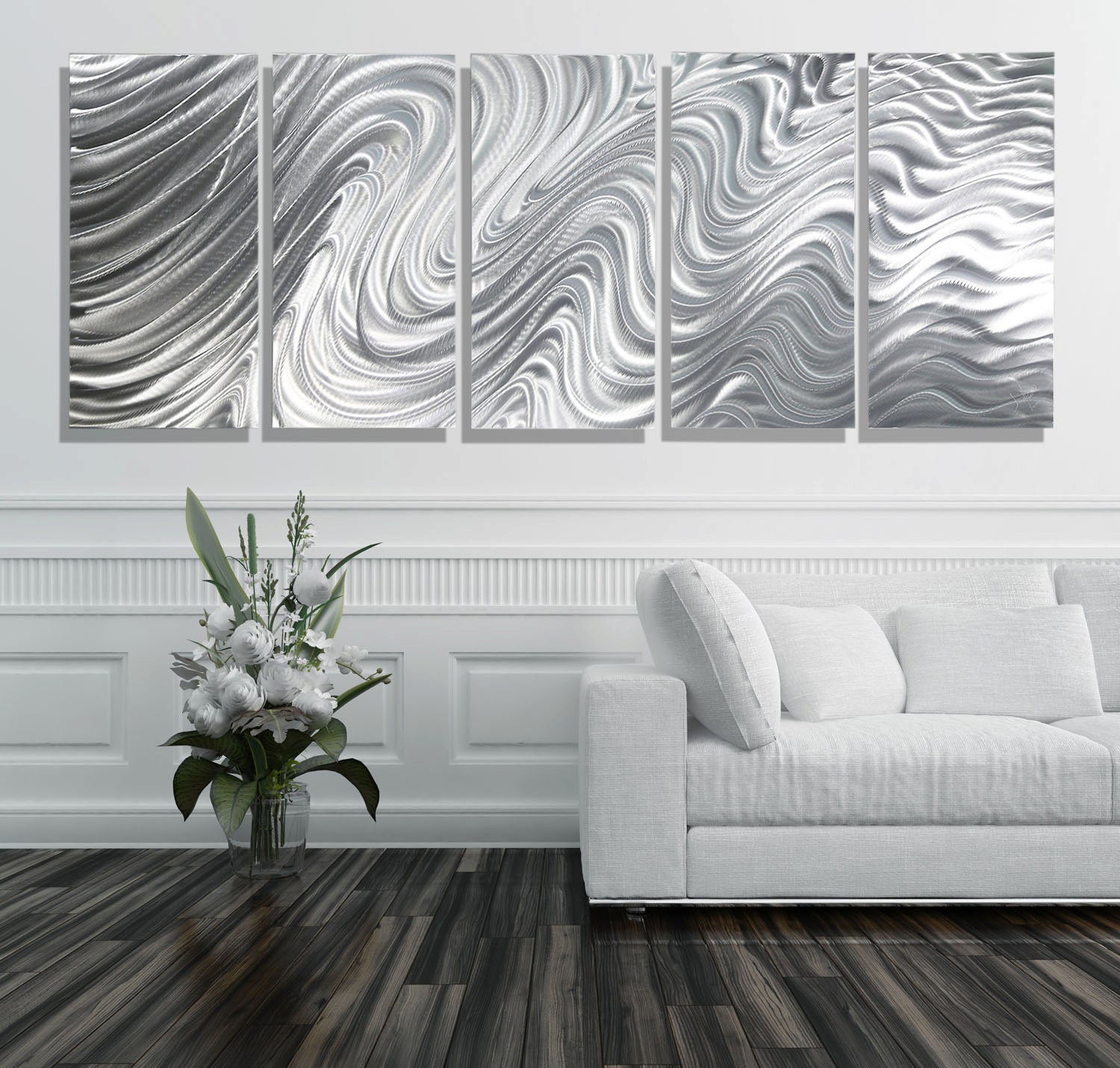 Massive Contemporary Silver Abstract Metal Wall Art Sculpture Etsy
