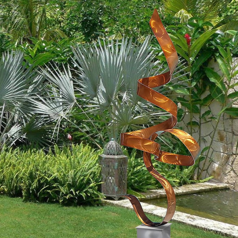 Abstract Metal Sculpture, Indoor Outdoor Art, Modern Garden Statue, Large Yard Sculpture Decor Copper Perfect Moment by Jon Allen image 3
