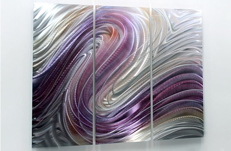 Metal Wall Art Multi Panel Abstract Purple Silver - Multi Panel Wall Art Metal Wall Art Multi Panel Abstract Purple Silver - Multi Panel Wall Art
