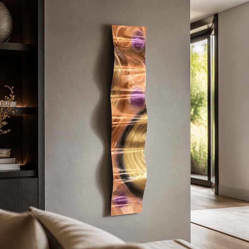 Undulating Gold Copper, Gold, Purple, Bronze Metal Wall Art 10