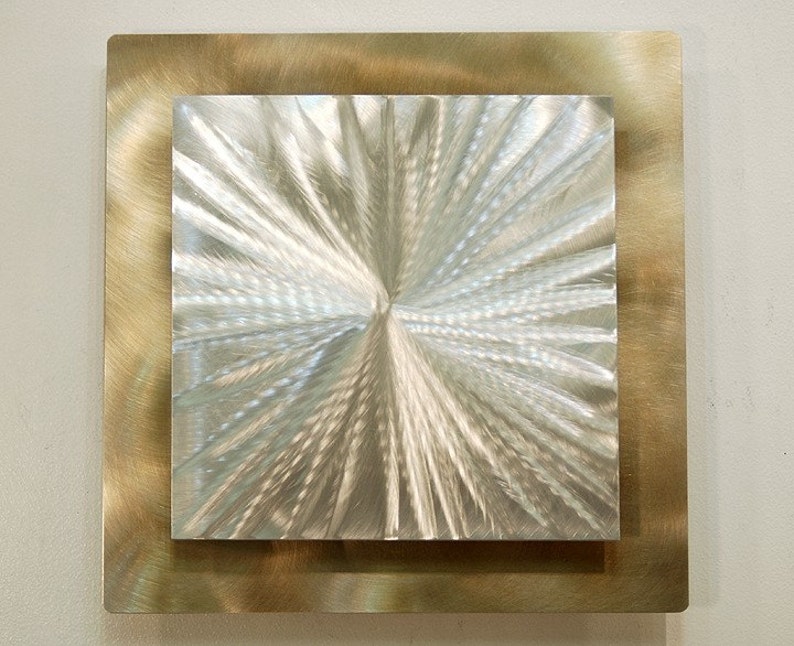 Contemporary Art Gold Metal Wall Art Abstract Wall Hanging Office Decor 3D Wall Sculpture Supernova by Jon Allen