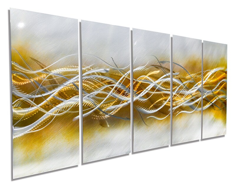 Gold & Silver Painting Modern Abstract Multi Panel Wall Art Etsy