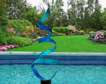 Modern Metal Sculpture, Handmade Indoor Outdoor Art, Abstract Garden Decor - Bliss Twist by Jon Allen