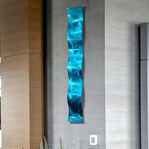 Statements2000 Abstract Metal Wall Art Aqua Wave, Modern Metal Art 3D Wall Sculpture Wall Hanging Office Decor - Metal Wall Art by Jon Allen