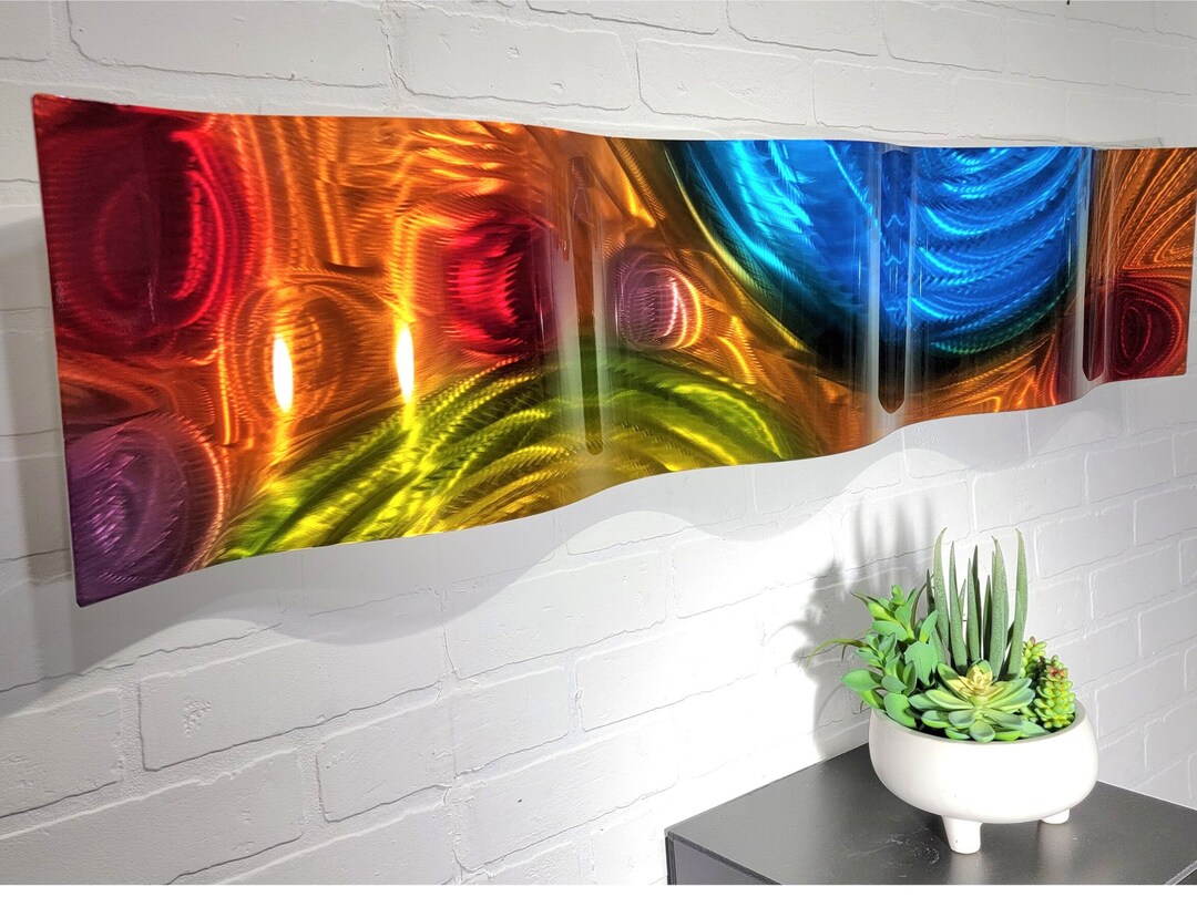Colorful Metal Wall Art, Abstract Art 3D Wall Sculpture Office Decor